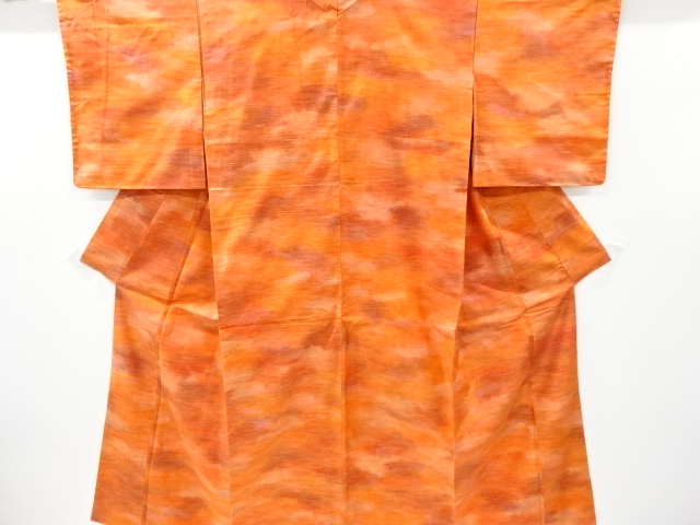 未使用品　霞模様織り出し　手織り紬着物